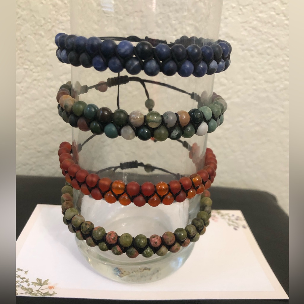 Double Strand Genuine Bead Bracelets. Unikite , Red Jasper, Fancy Jasper +1